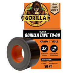(2 pack) Gorilla Black Duct Tape to-Go, 1 in x 30 ft Single Roll