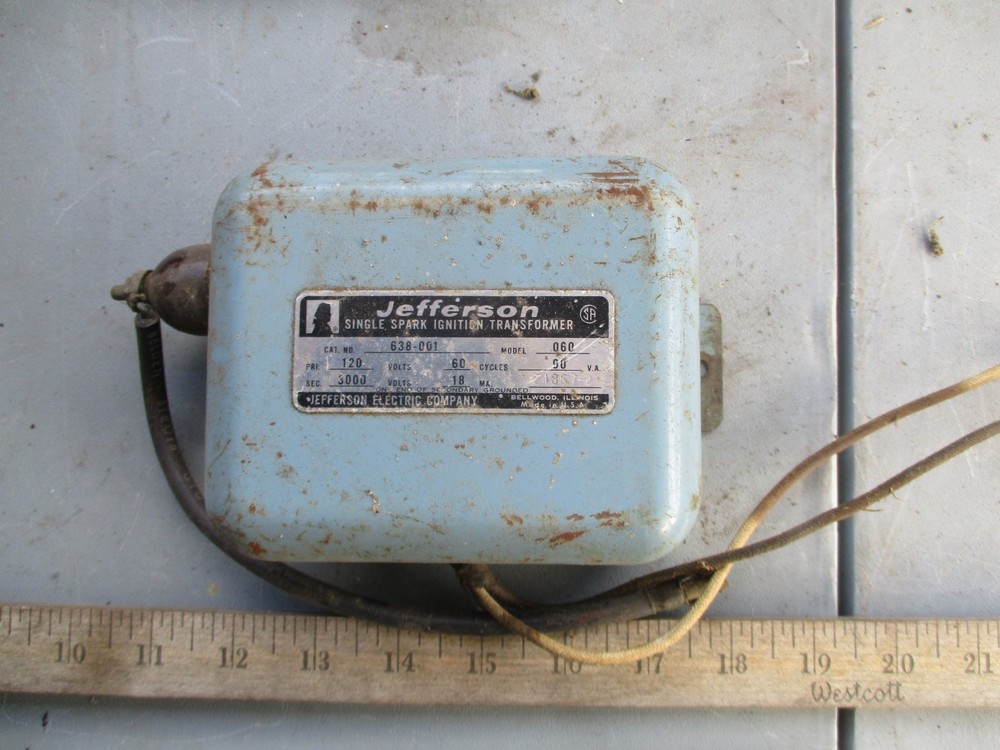 JEFFERSON 638-001 -060 IGNITION TRANSFORMER, 120 -3000 volts, 90 VA, 18 MA