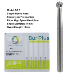 Wave Dental Surgical Carbide Burs High Speed Friction Grip Round Pear 330 25mm