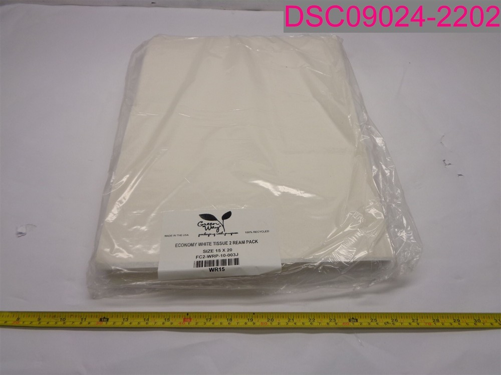 QTY=10 Reams (5 Packs of 2 Reams); Green Way White Tissue Paper 15″x20″