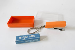 NOS Vintage Petrus Bambina 202 Mini Stapler Keychain Orange Spain New in Box