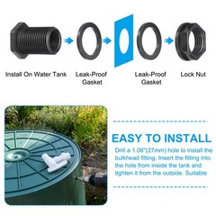 10 Pack Bulkhead Fitting NPT 1/2″ x GHT 3/4″ Water Tank Connector Black
