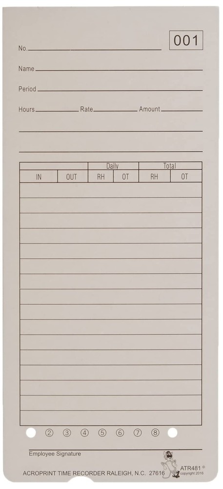 09-9115-000 Time Cards for ATR480 Time Clock, 50 Count(Pack of 1)