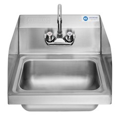 Wall Mount Hand Wash Sink – Commercial Kitchen Stainless Steel w Side Splashes