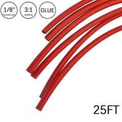 3:1 Heat Shrink Tube – 1/8″ Red Dual Wall Marine Adhesive Glue Lined Waterproof