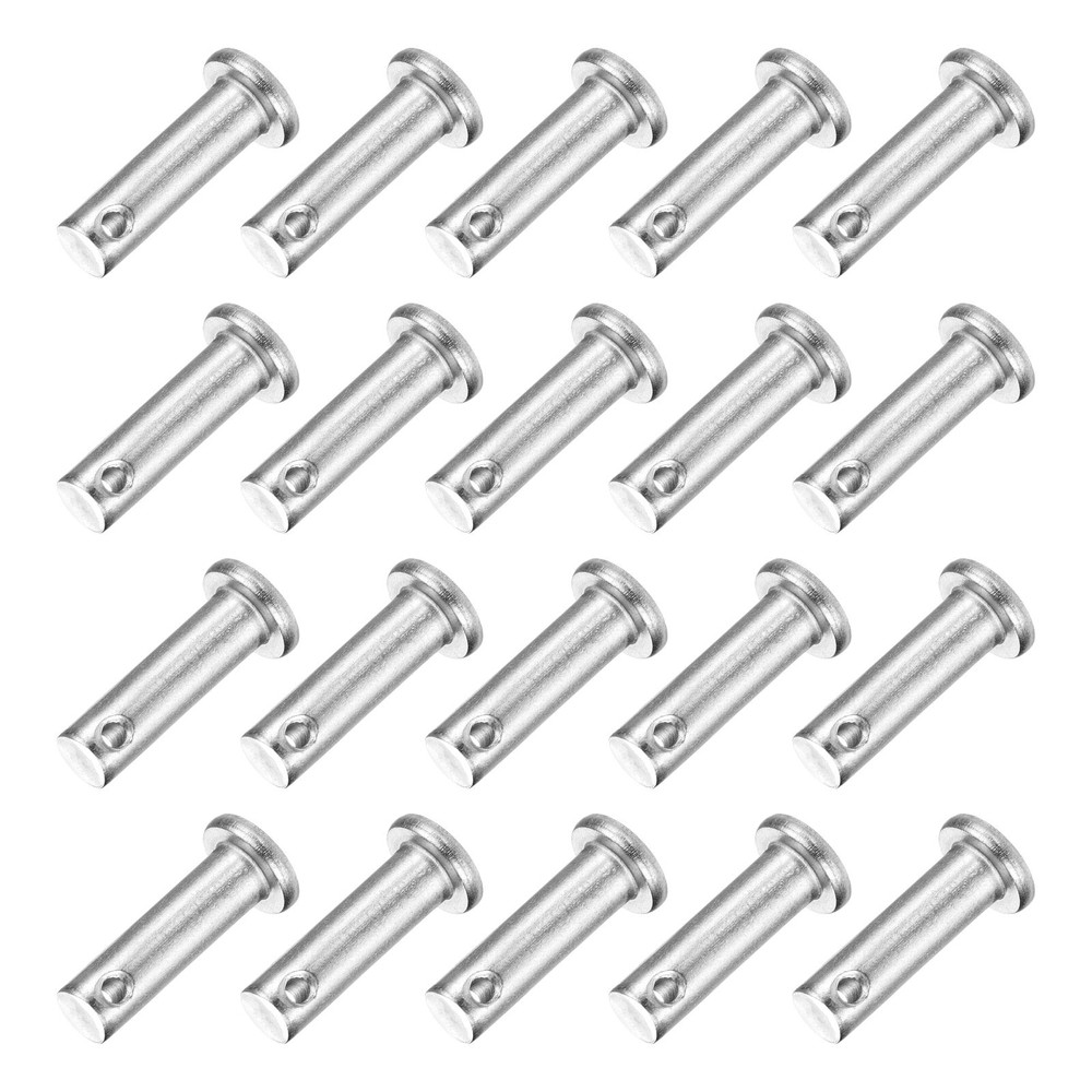 20Pcs M6 x 20mm Single Hole Clevis Pins 304 Stainless Steel Flat Head Pin