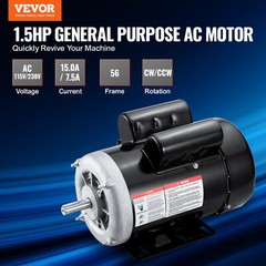 VEVOR 1.5HP Electric Motor 3450RPM AC115V/230V 56 Frame 1-Phase 5/8″ Keyed Shaft