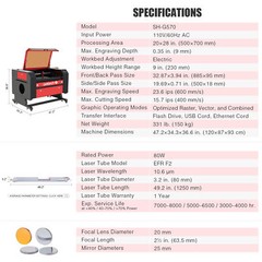 OMTech 80W 20×28 CO2 Laser Engraving Cutting Machine with CW-5200 Water Chiller