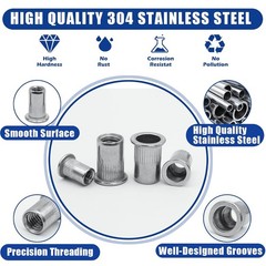 150~615X Metric Stainless Steel Rivet Nuts Threaded Insert Rivnut Assortment Kit