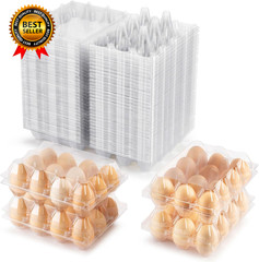 100 Packs Egg Cartons Cheap Bulk，Plastic for 12 Eggs, Clear Egg Cartons