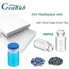 100x 3ml Glass Vials Headspace Vials Clear Lab Vials w/ Caps 13mm Crimp Top USA