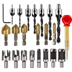YEEZUGO 23-Pack Woodworking Chamfer Countersink Drill Bit, 6pcs 0.25 inches