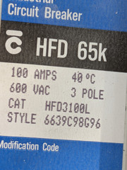 Westinghouse Ser. C Industrial Circuit Breaker HFD3100L 100 A 3 Pole NIB