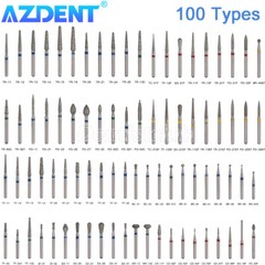 100pcs AZDENT Dental Diamond Burs FG Burs for High Speed Handpiece Friction Grip