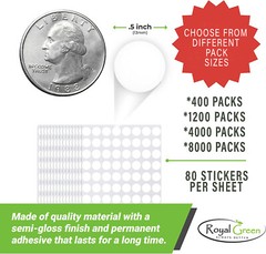 Royal Green 1/2 Inch Round Dot Sticker 13mm Color Coding Marking Adhesive Labels