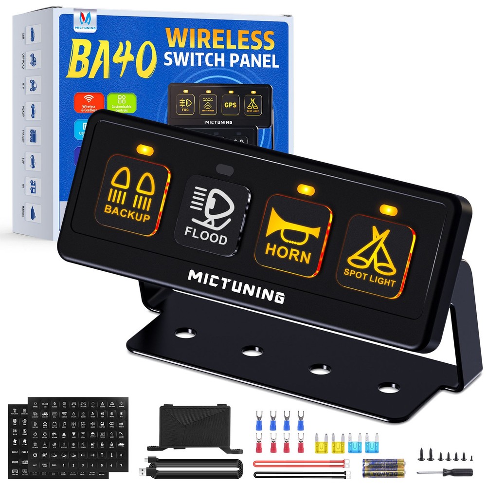 MICTUNING Wireless Switch Panel Momentary/Toggle Auxiliary Circuit Relay System