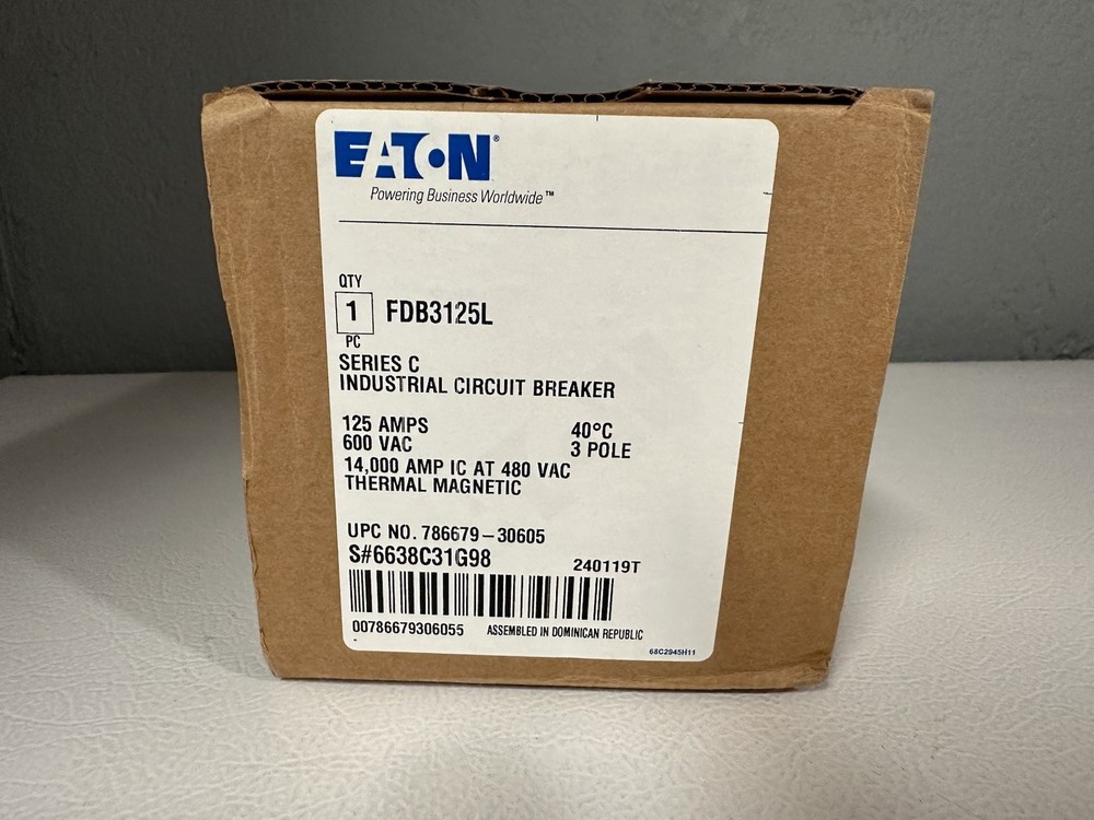 *BRAND NEW* Eaton FDB3125L Thermal Magnetic 125A 3-Pole 600VAC AC Circuit Break