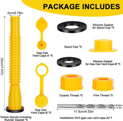 Gas Can Spout Replacement, Gas Can Nozzle, (5 Kit-Yellow) Flexible Pour Nozzle S