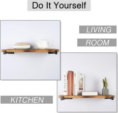OVOV 6 Pack Black Shelf Brackets 12 Inch Floating Shelf Bracket with Lip Indu…