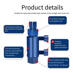 Pipe Thread Extractor compatible with wrenches due to its hexagonal design