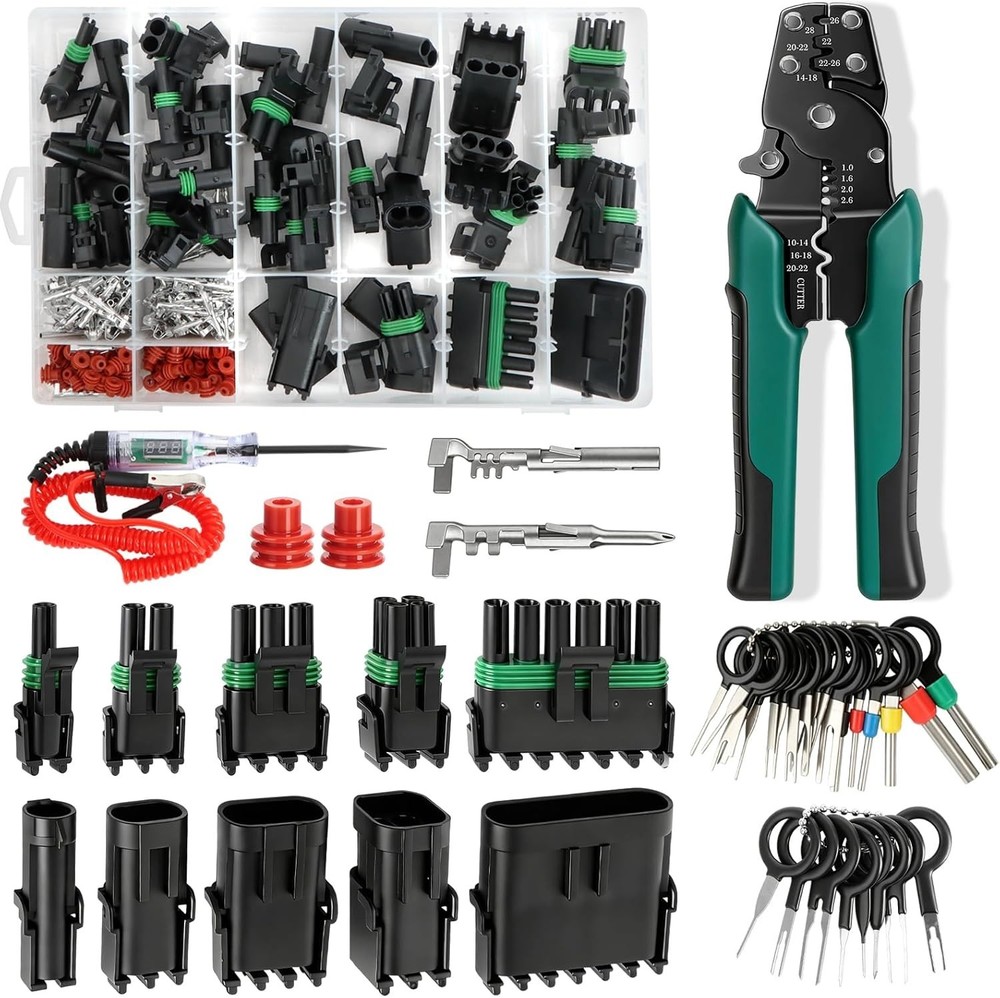 401PCS 25 Sets Weather Pack Connectors Kit, 1 2 3 4 6Pin Automotive