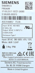 Siemens 6SL3517-1BE21-0AM0 Sinamics 6SL3 517-1BE21-0AM0 PM240M 4kW