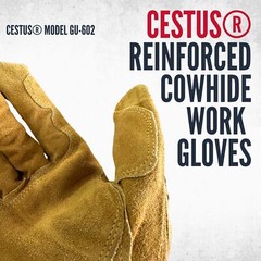 Gu602 Cowhide Leather Work Gloves For Men Reinforced For Construction Welding Wa