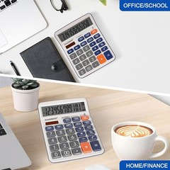 Desktop Calculator 12 Digit Large LCD Big Button Solar Battery Dual Power Blue