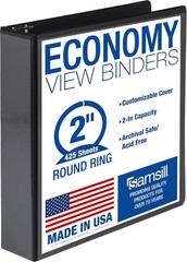 2 Inch Economy Ring Binder Clear View Cover Black 425 Sheet Capacity Samsill