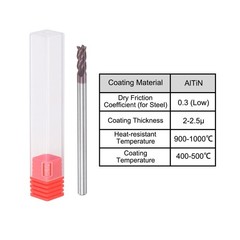 3mm Dia 3mm Shank 50mm Long HRC55 Carbide AlTiN Coated 4 Flute Square End Mill