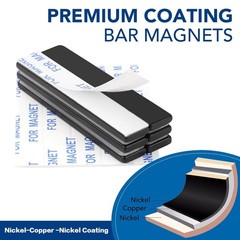 Neodymium Magnets Bar Black 12 Pack Strong Waterproof Heavy Duty Magnetic Strips