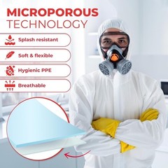 Disposable Microporous Coated Coverall Suit with Elastic Wrists, Elastic Ankl…
