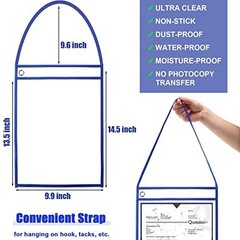 50 Pack Job Ticket Holders 9×12 Inch Clear Plastic Work Order Pockets with Strap