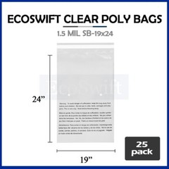 25 19×24 Self Seal Suffocation Warning Clear Poly Bags 1.5 mil Free Shipping