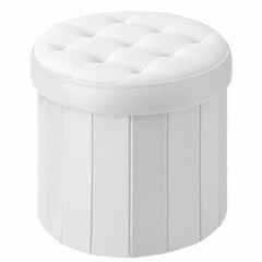 Bsketa® Folding Storage Ottoman Round 14″ x 14″D x 14″W x 13″H, White 1 Pack