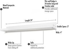 Americanflat 24″ Floating Shelf – Made of Engineered Wood with Lipped Ledge -…