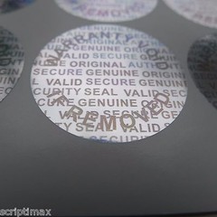 1000 Round 25 MM 1 INCH Security Hologram Tamper Evident Warranty Silver Labels
