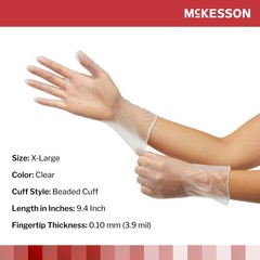 McKesson Vinyl Exam Glove Standard Cuff Length X-LARGE 100 per Box