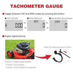 Tach Hour Meter Digital LCD Inductive Tachometer Timing Self-Powered IP68 Retail