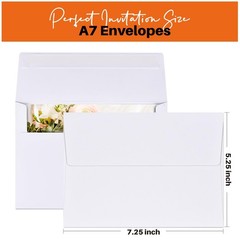 50 Packs 5×7 Envelopes, A7 White A7(5.25×7.25 in) – 50 Pack,
