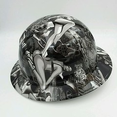 Hard Hat FULL BRIM custom hydro dipped , OSHA APPROVED , BIKER BABES WOW