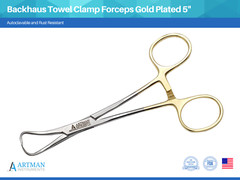 Towel Clamp 5″ Backhaus Forceps Gold Plated Surgical Instruments ARTMAN