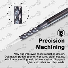10 PCS 4 Flute 1/16″ x 1-1/2″ Overall Length Carbide End Mill -AlTiN Coated