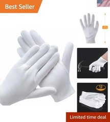 Breathable White Cotton Gloves for Dry Hands – 6 Pairs of Moisturizing Liners