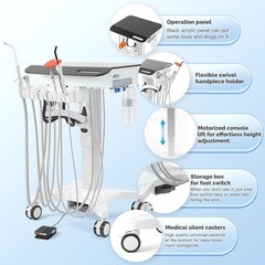 Portable Dental Delivery Unit Cart System /40L Silent Oil-Free Air Compressor