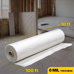 Lauco Heavy Duty Plastic Sheeting 10′ x 100′ Roll, 6 Mil Clear Polyethylene