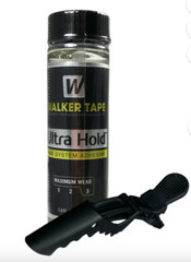 Walker Tape Ultra Hold Hair Adhesive 1.4oz Built in Brush Applicator & Hair Clip