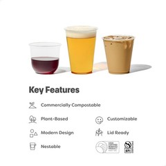 TOSSWARE NATURAL Arc – Plant Based Clear Cold Cups 12 oz –
