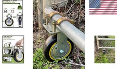 Farm Gate Wheel Kit – 2 Pack, 6” Metal Gate Support Wheels with Clamps & Screws