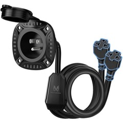 20A 125V AC Port Plug, 12 AWG Dual Extension Cords, 5-in-1 RV Shore Power Inlet